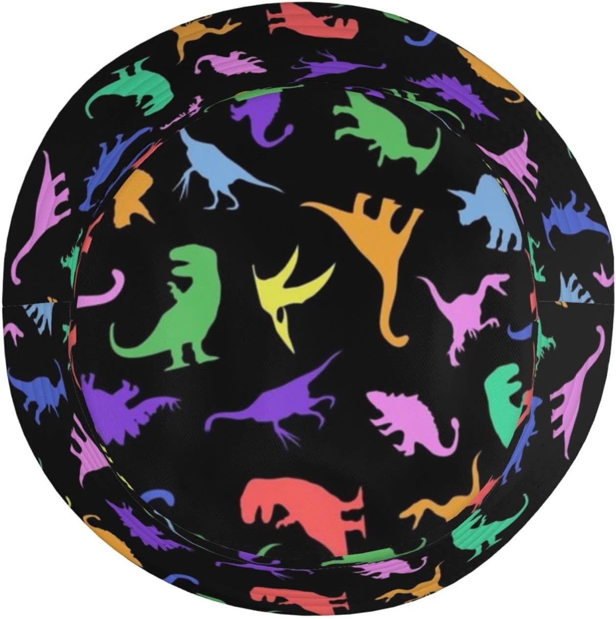 Fun Dinosaur Black Bucket Hat for Men Women Printed Fisherman Hat Packable Sun Cap Travel Outdoor Beach Caps