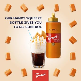 Torani Puremade Caramel Sauce, 468g Bottle | Caramel Sauce for Coffee, Ice Cream Topping & Dessert Drizzle for Pancakes, Waffles & Drinks