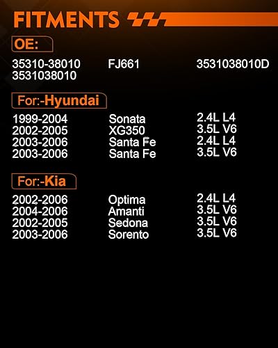 Miniatura 2 de Inyectores de combustible 3531038010 para-Hyundai Sonata 1999-2004 XG350 2002-2005 Santa Fe 2001-2006, para-Kia Optima 2002-2006, Amanti 2004-2006,