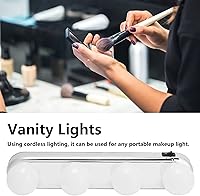 Vista 2 de Haowecib LED espejo luz, 4 bombillas LED luz natural LED vanidad maquillaje luz ABS con ventosa para vidrio para espejo de baño