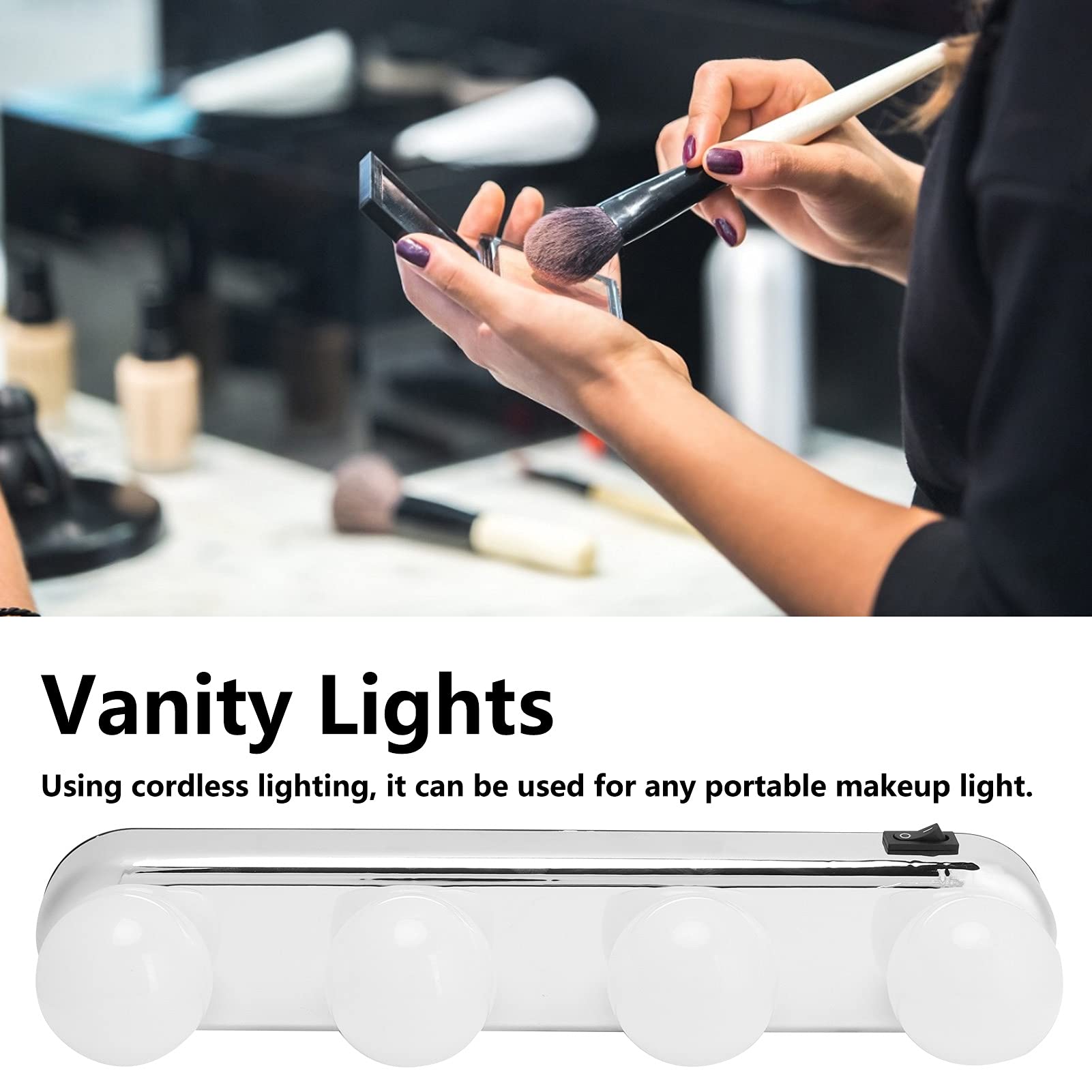 Pilipane LED Makeup Light Mirror Light Dressing Table Lamp Vanity Lights with 4 LED Bulbs for Bathroom Living Room ABS Material 305x60x65mm