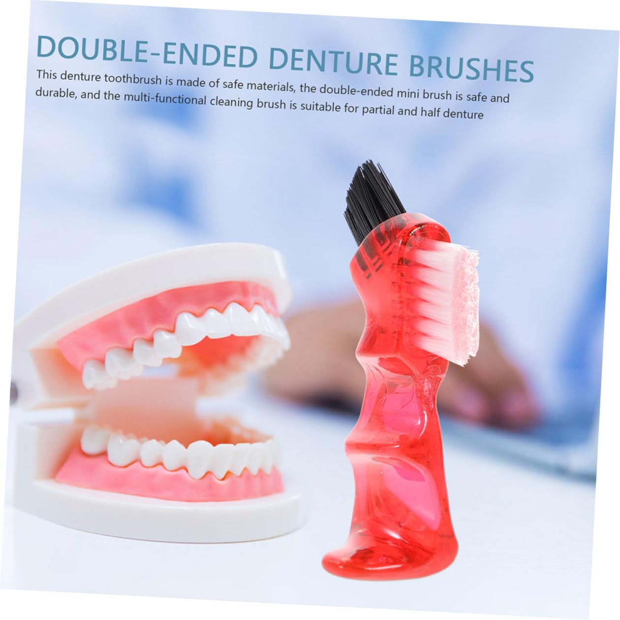 Set 3 Pezzi Spazzolino per Protesi Dentarie Pulizia Portatile in Plastica Pp Setole Morbide e Design Creativo per Igiene Personale Quotidiana