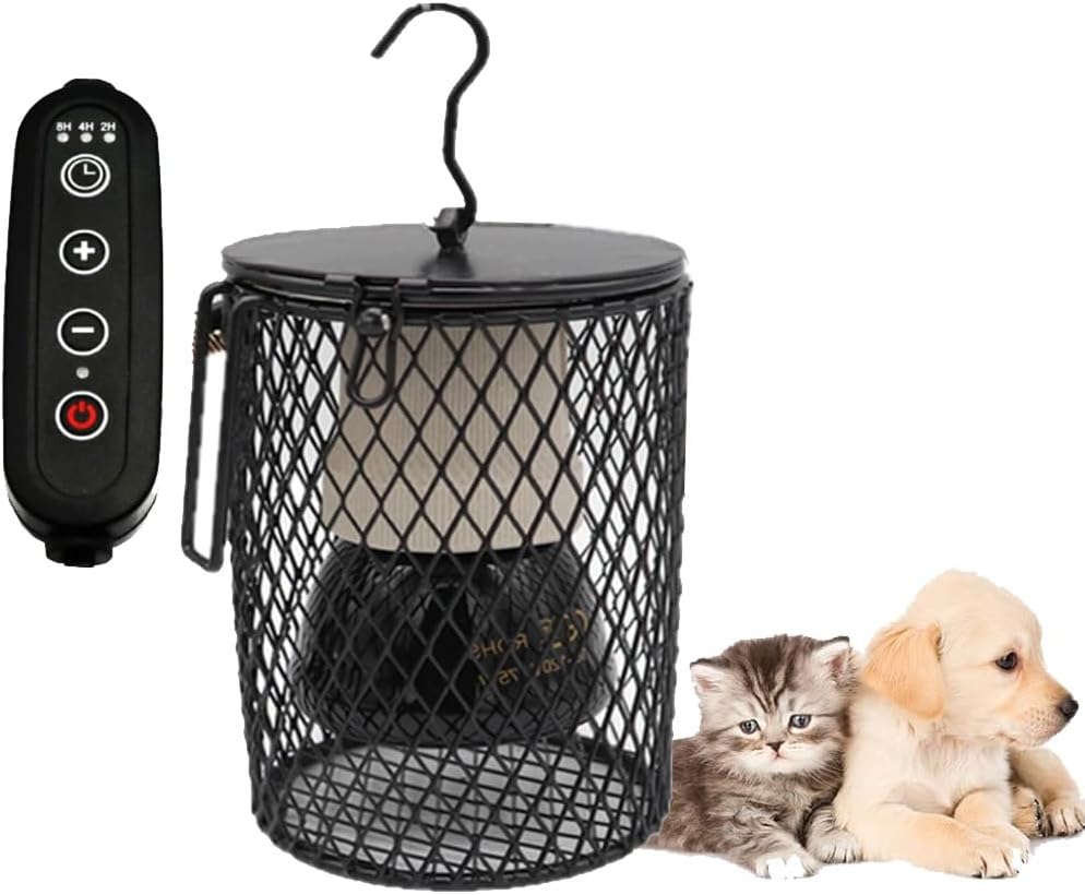 DYK&NX Heat Lamp for Dogs Outdoor, Reptile Heat Lamp with Timer/Anti-Biting Hanging Hook for Reptile Turtle Chicken Coop Lizard Snake (Size : 75W)