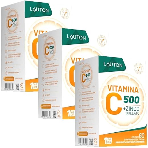 KIT 3X Vitamina C com Zinco 60 cápsulas - Lauton