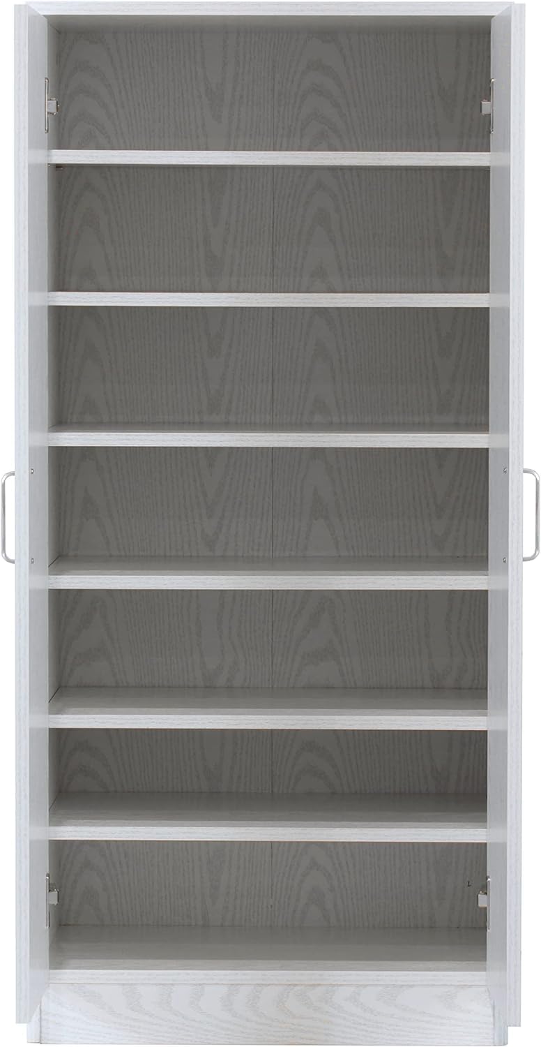 eacommerce Mobile Armadio Multiuso in Legno Scarpiera 2 Ante 6 Ripiani 55x36x108H cm (Bianco Nordico)