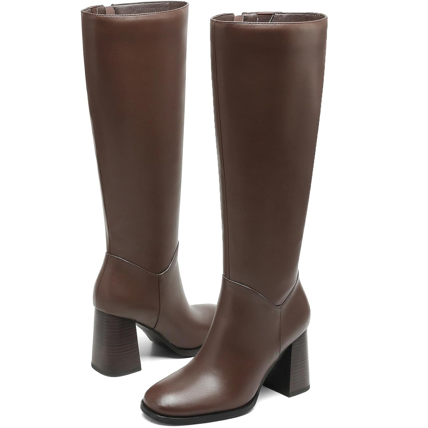 Womens Knee High Boots with Chunky Heel - Comfortable and Soft Faux Leather for Fall Winter Ideal for