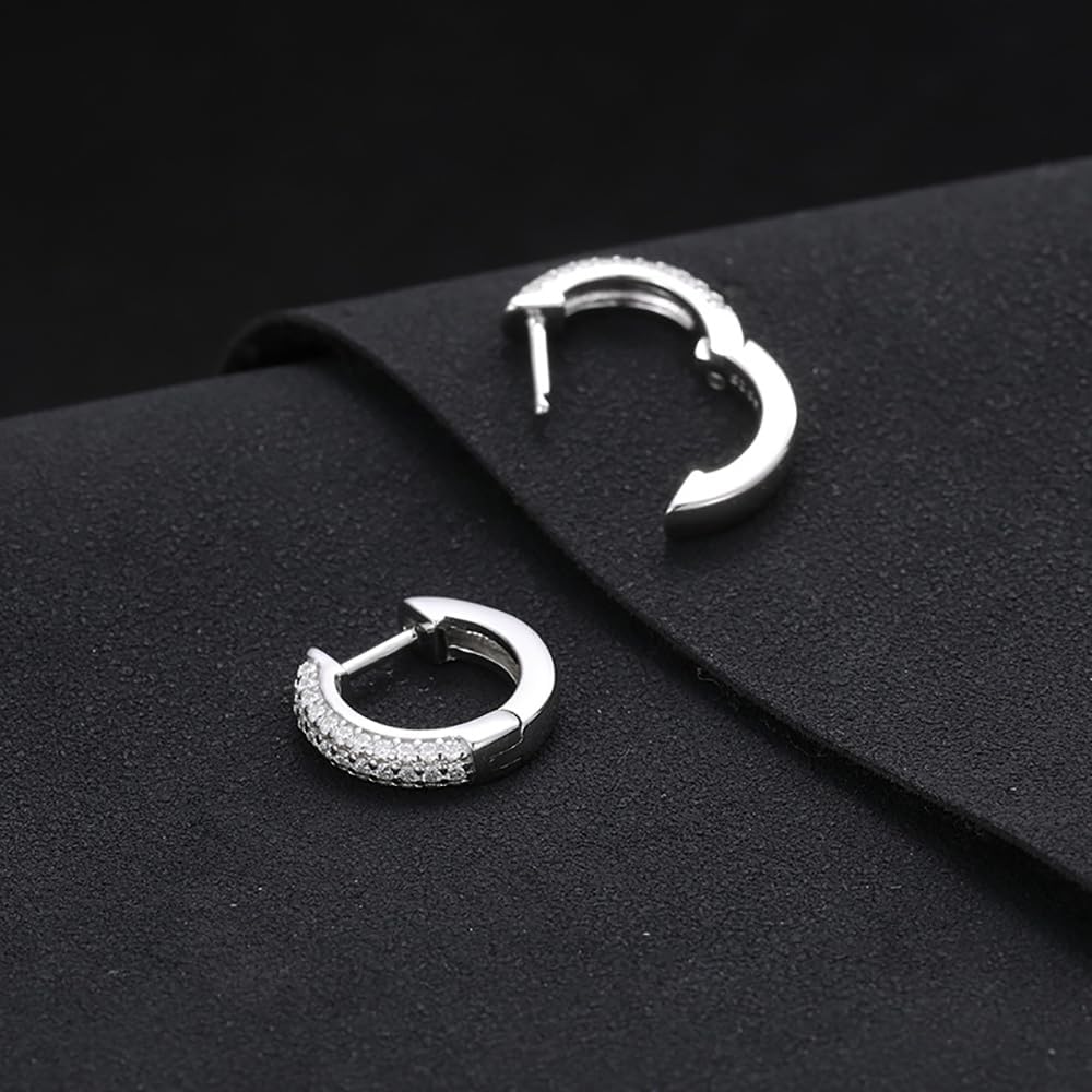 S925 Sterling Silver D-Color VVS1 Diamond-Encrusted Hoop Earrings | Elegant Party & Celebration Accessory for Women - Image 4