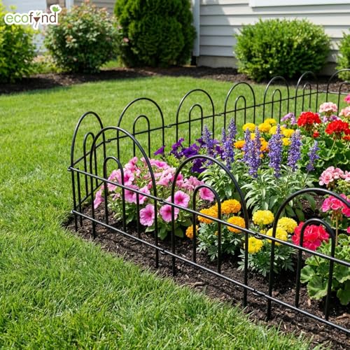 Image of ecofynd (1.5ft H X 5.4ft L) Decorative Garden Fence, 5 Pack Dig Fence Animal Barrier for Dog, Arched Flower Bed Edging, Wire Border Panel for Dogs, Rabbits, Landscape Patio Yard Outdoor Decor, GF9