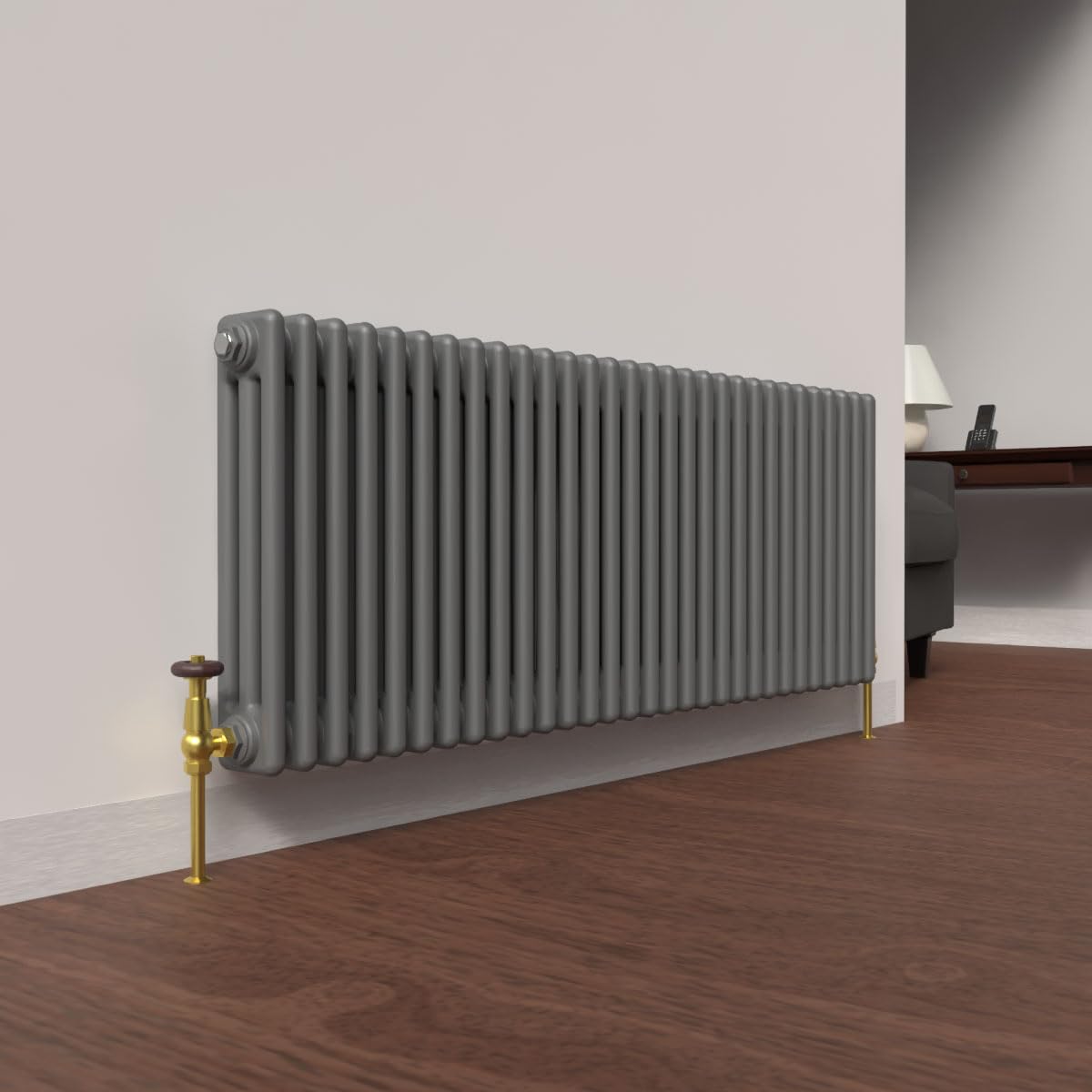Lux Heat Anthracite Grey Horizontal 3 Column Traditional Radiator 500mm (H) x 1370mm (W)