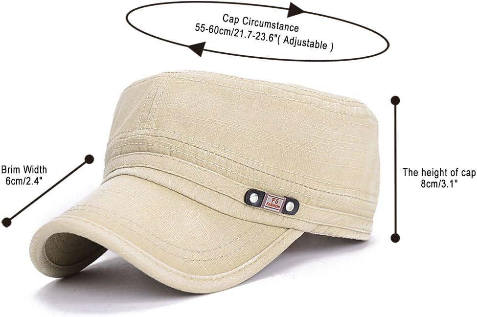 Glamorstar Unisex Cadet Army Cap Washed Cotton Twill Military Corps Hat Flat Top Cap - Image 5