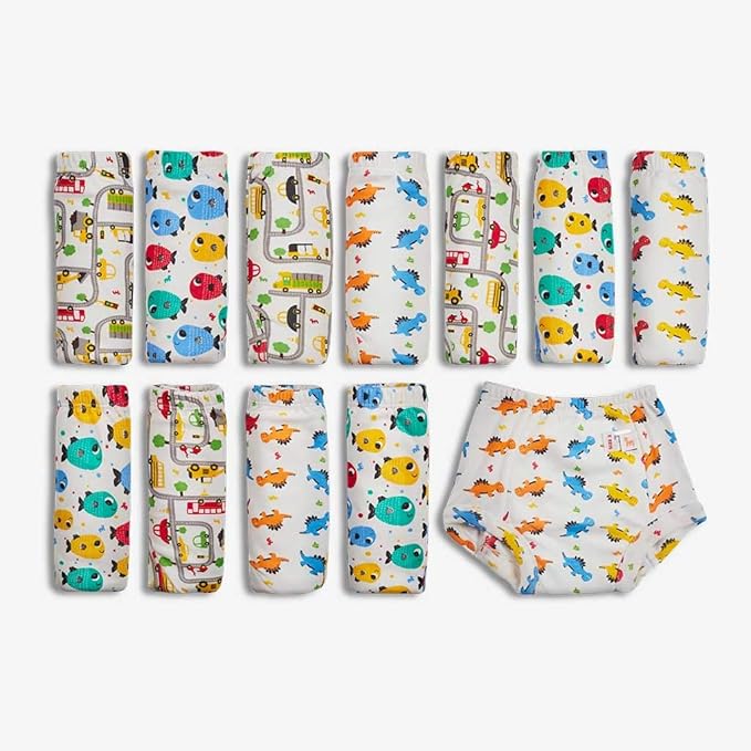 Superbottoms SuperUnders- 100% Cotton, Padded, semi Waterproof, Pull up Underwear/Potty Training Pants (Pack of 12, 2)