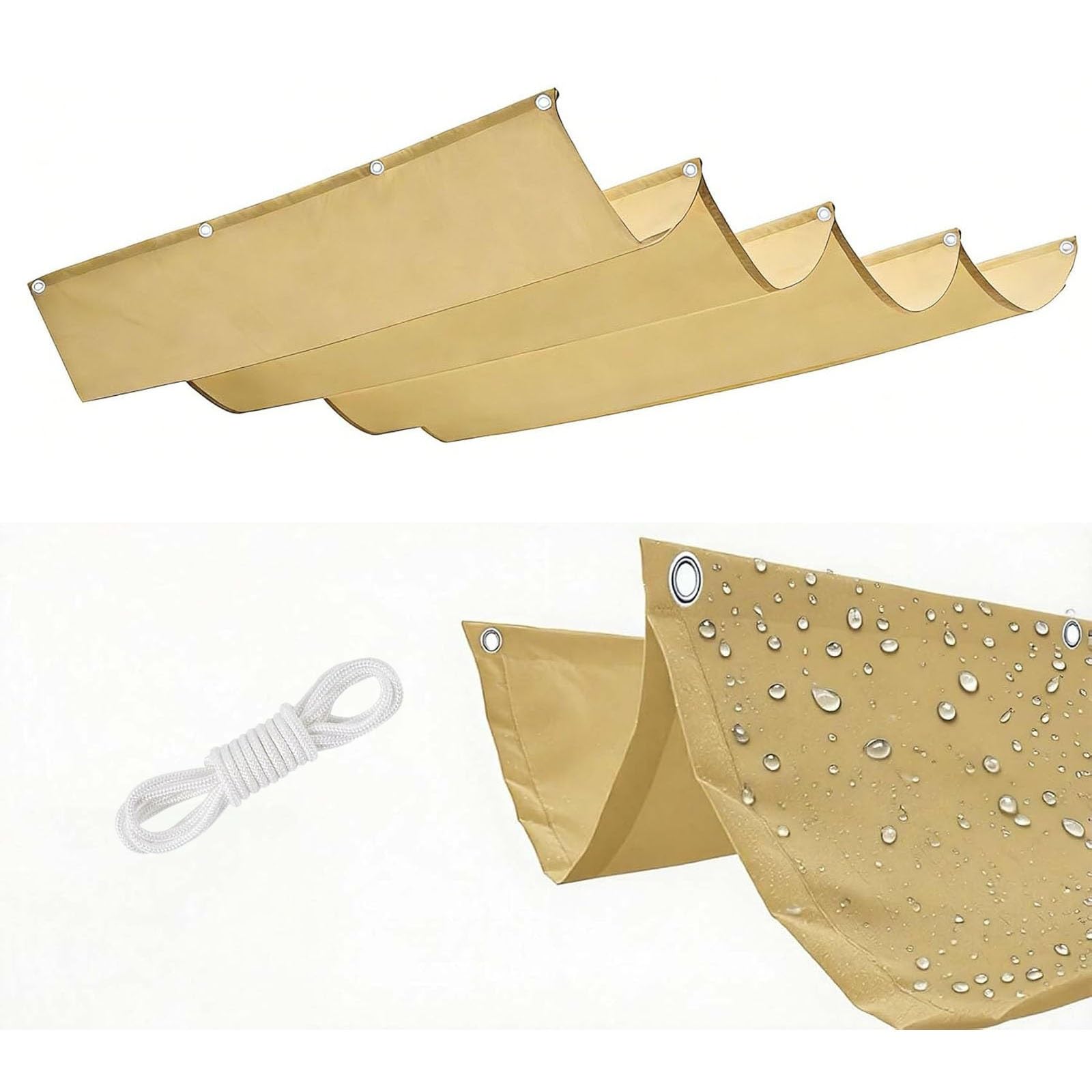 Voile ombrage rétractable vague anti-UV 98% en toile imperméable et respirante jaune