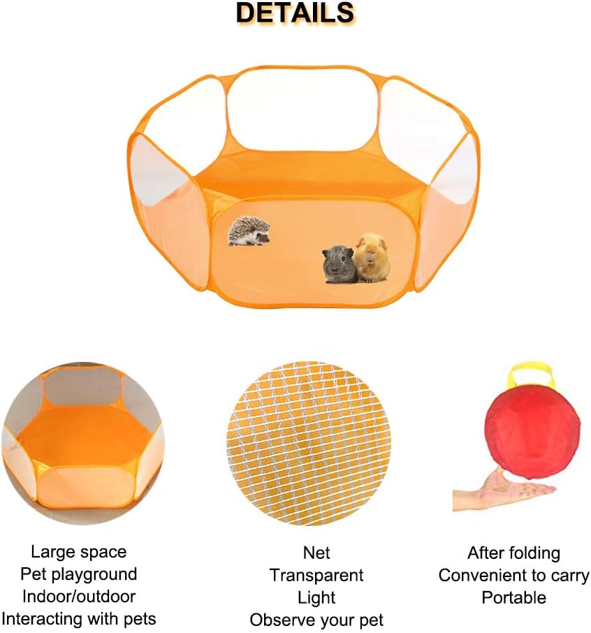 Small Animals C&C Cage Tent, Breathable & Transparent Pet Playpen Pop Open Outdoor/Indoor Exercise Fence - Image 5