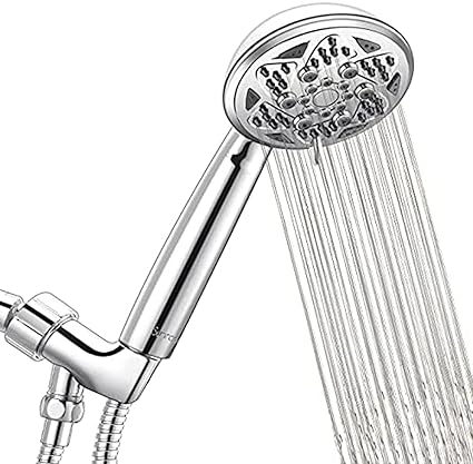 Shower Head with Handheld,Six Function 4Chrome Face High Pressure Handheld Shower Head, Anti-leak Handheld Shower Head with Hose, Chrome Finish Bathroom 2.5 GPM Shower Accessory