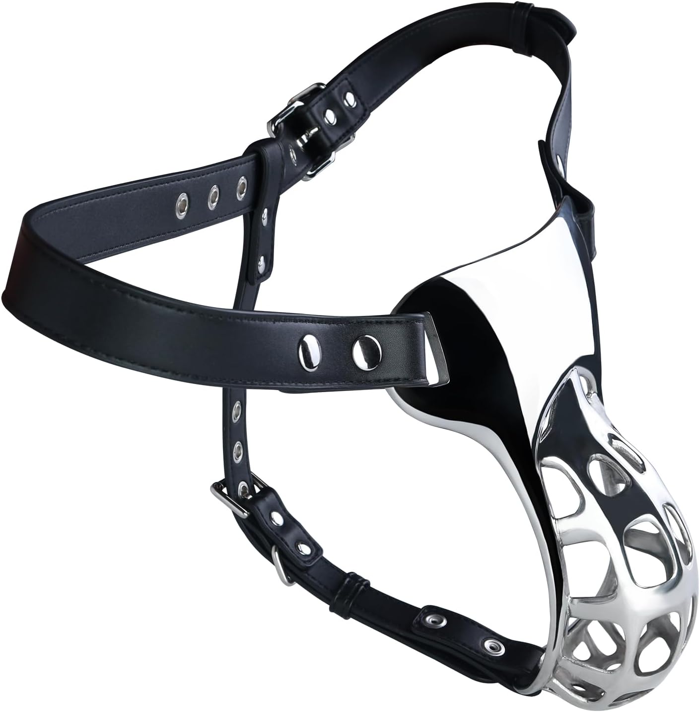 Adjustable Metal Bondage Penis Lock Cages with Belt, Wearable Men Chastity Device Cage with Hole Adult Sex Toy for Men