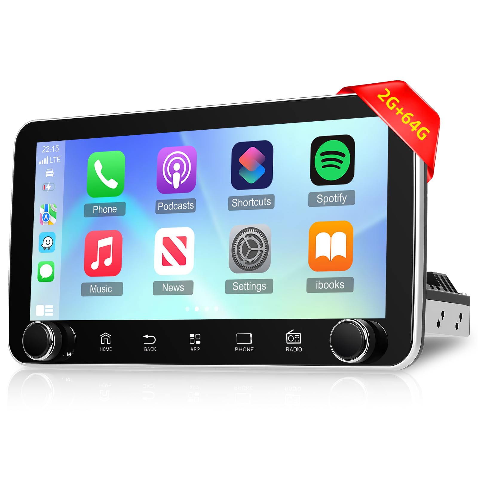 Photo 1 of [2G+64G] 10.36 inch Android Single Din Car Stereo, 10 inch Touch Screen Radio with Wireless Carplay/Android Auto/EQ Audio/SWC/Bluetooth/WiFi/FM RDS Radio