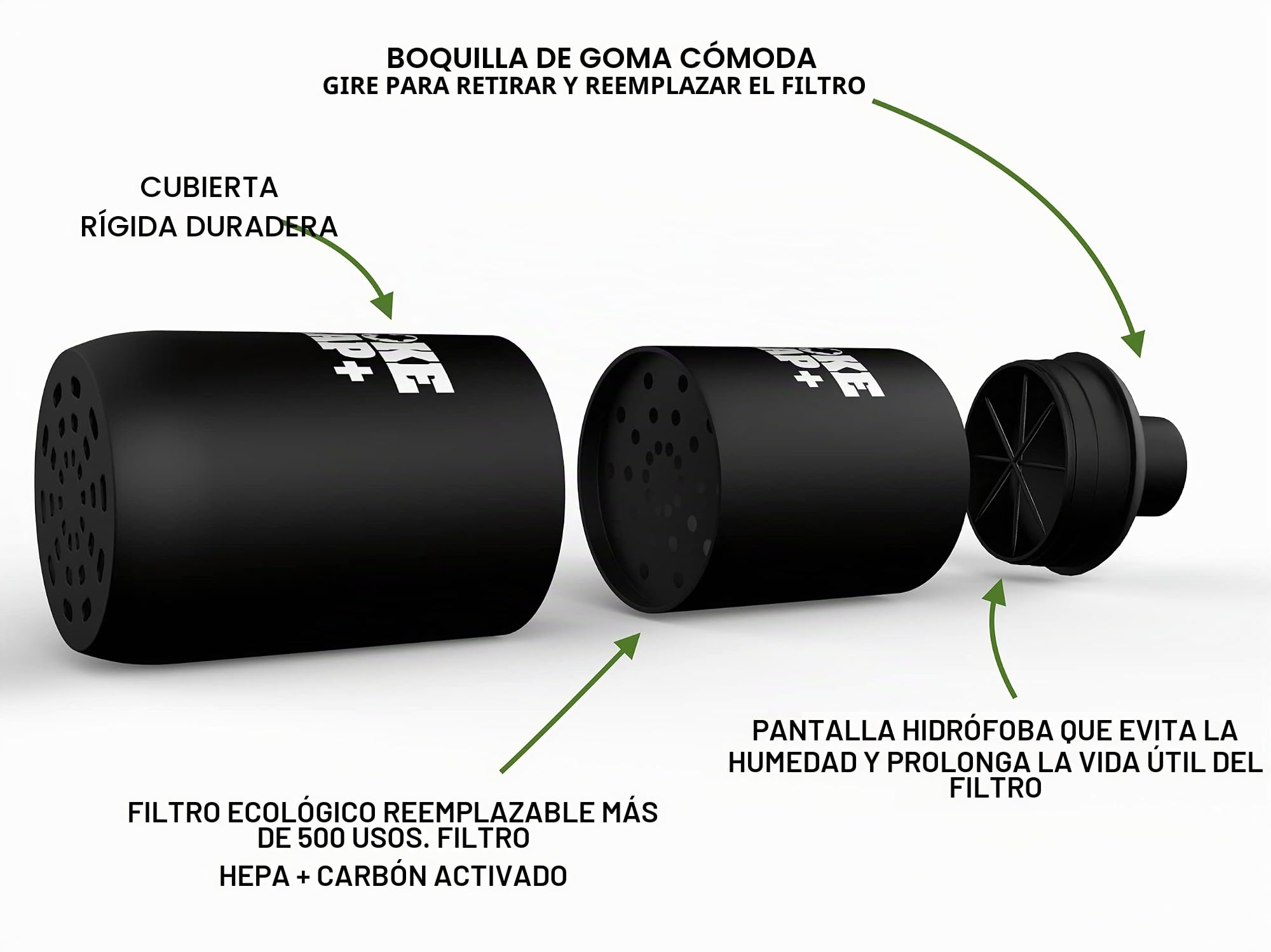 Smoke Trap + | Filtro de aire personal (Sploof) – Filtro de humo con más de 500 usos de larga duración con fácil exhalación – (negro)