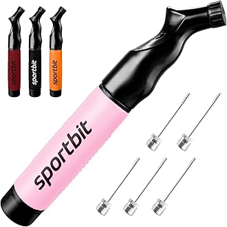 SPORTBIT Ball Pump for Sports Balls - Push & Pull Inflating System - Hand Pump for All Exercise Balls - Volleyball Pump, Basketball Inflator, Football & Soccer Ball Air Pump - Goes with 5 Needles Set