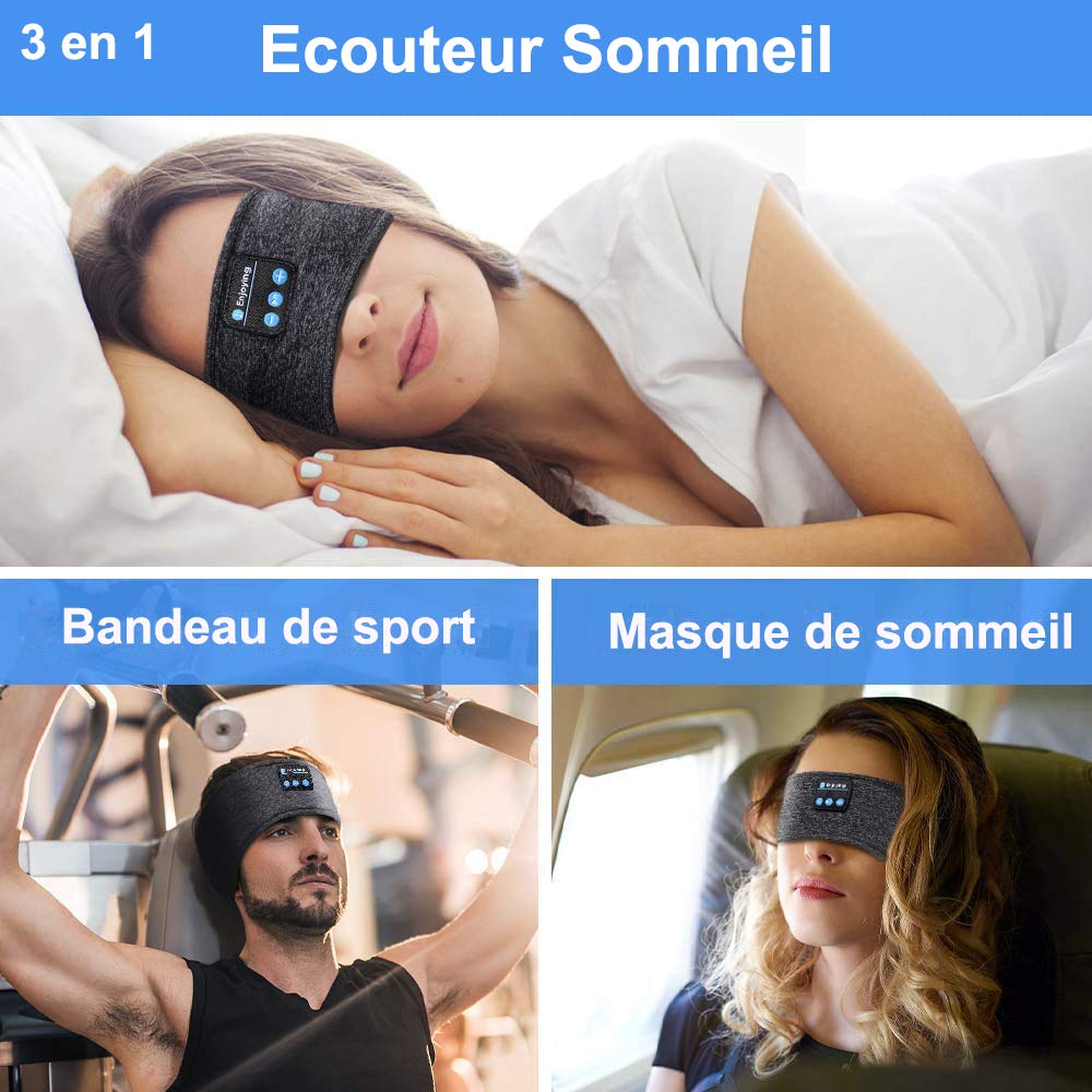 YiYunTE Auriculares Para Dormir Con Bluetooth Y Diadema Deportiva – Altavoces HD Ultrafinos, Batería De 10 Horas, Lavable Y Ajustable, Ideal Para Yoga Y Viajes