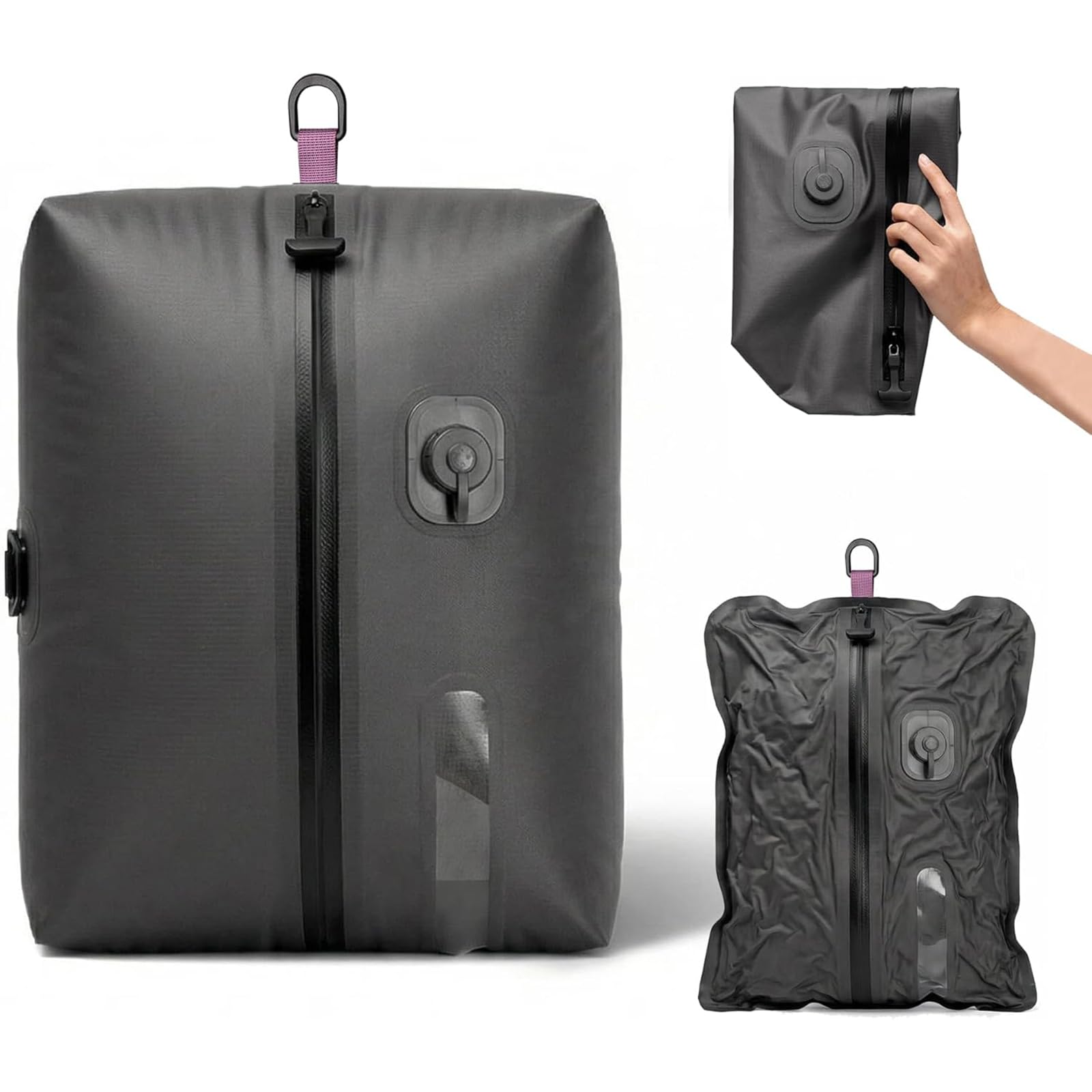 Bolsas De Compresión Al Vacío Un Solo Toque, Sin Bomba | impermeable, Ahorrador de espacio, Recargable por USB-C, bolsas de almacenamiento para viajes, Maleta de mano y mochila