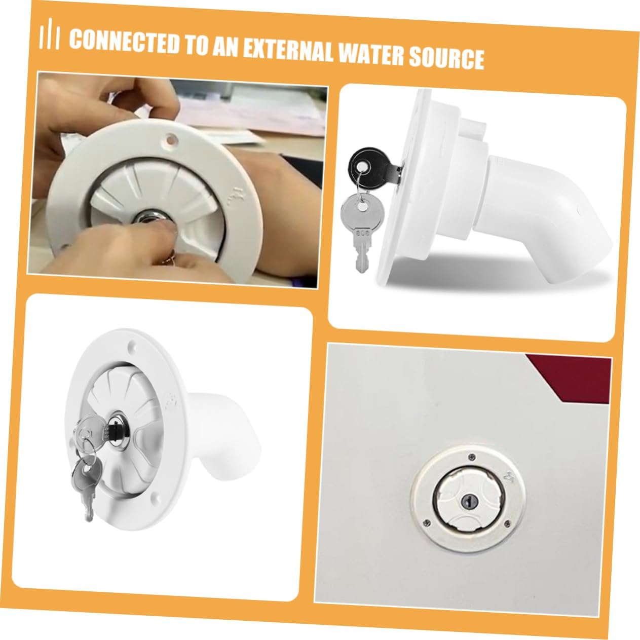 RV Water Fill Inlet Lock Gravity Feed Water Inlet Cap for Trailers and Campers Sturdy RV