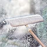 Elvoes Window Squeegee, Extendable Microfiber Sponge Window Squeegee Cleaner, Telescopic Window Wiper with Pole, Window Cleaning Tools for House/Car/Glass