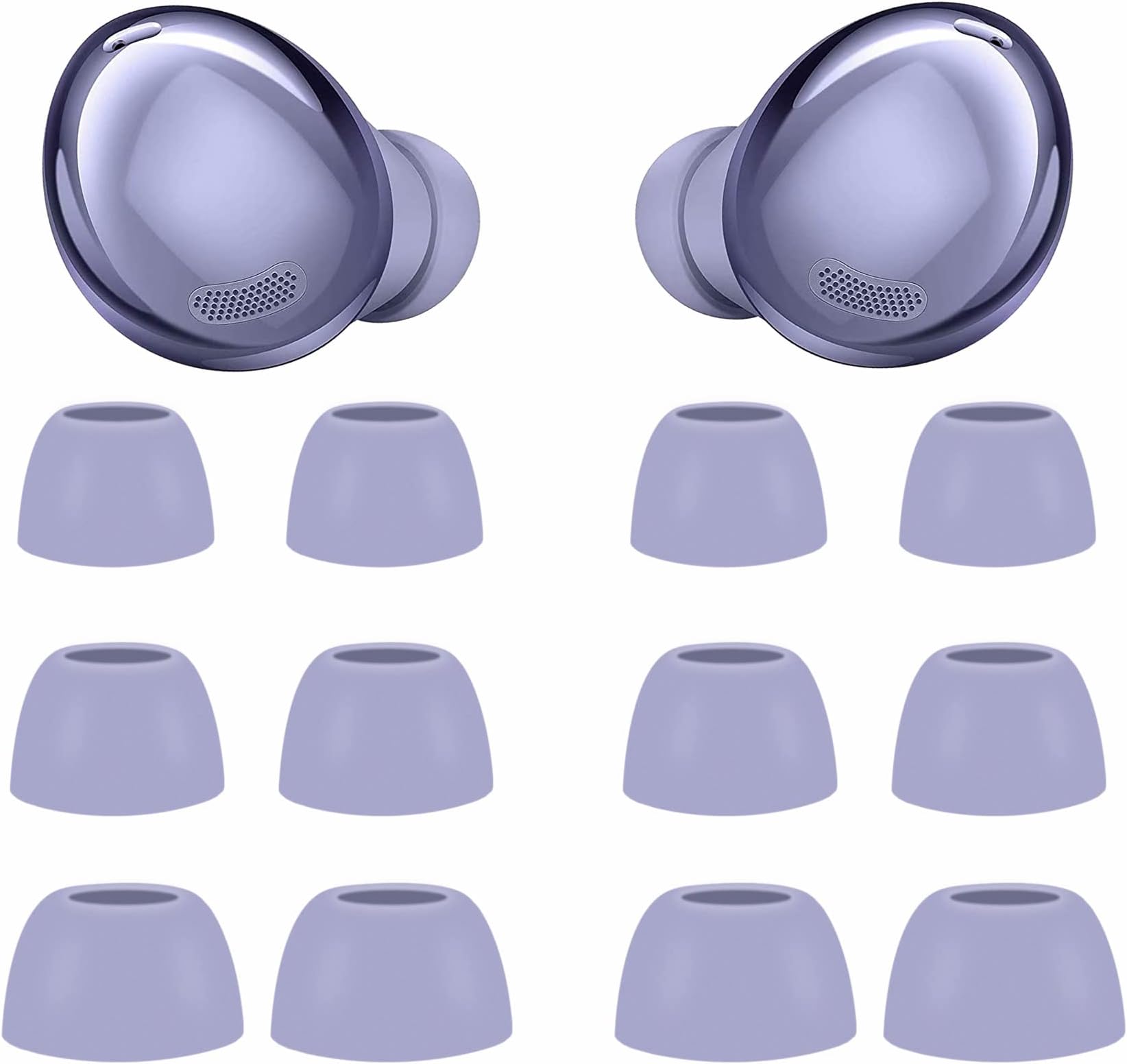 6 Pairs Replacement Galaxy Buds Pro Eartips Earbuds, S/M/L 3 Size Silicone Rubber Flexible Ear Tips Buds Wing Tips Fit in Case Compatible with Samsung Galaxy Buds Pro - Phantom Violet
