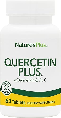 NaturesPlus Quercetina Plus con vitamina C y bromelina - 60 tabletas vegetarianas - Suplemento de alivio de alergias - Apoyo inmunológico