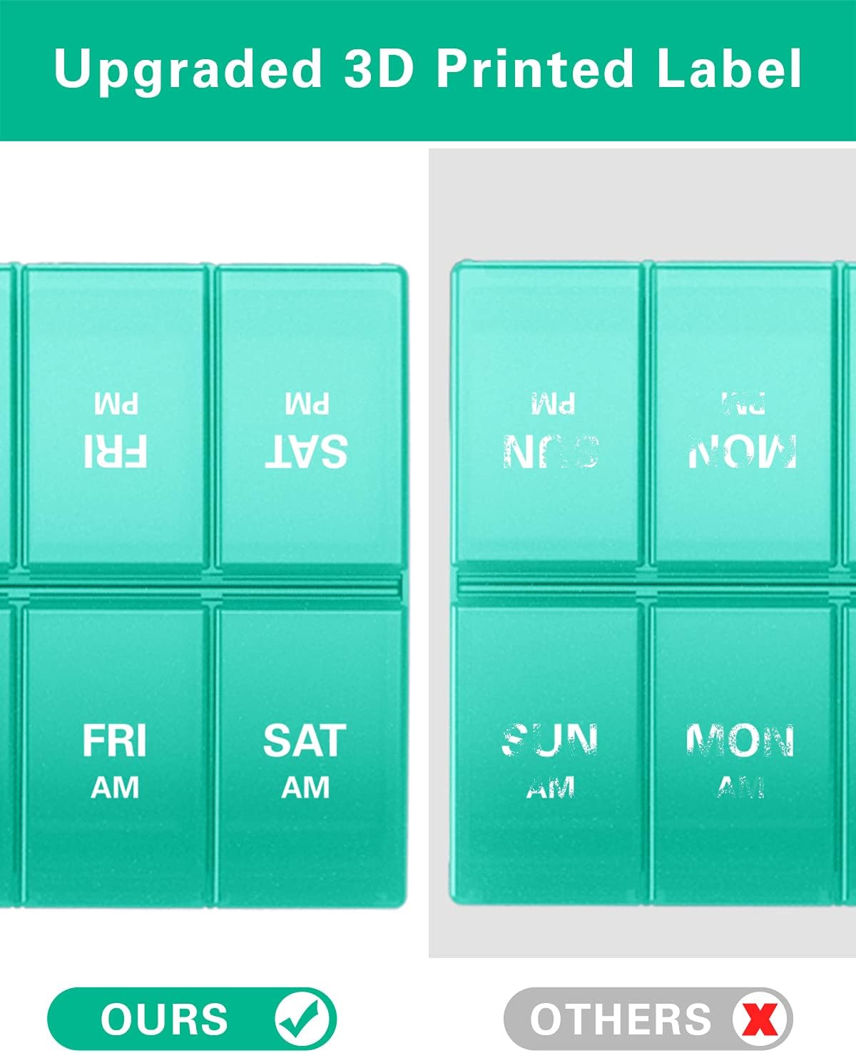 Pill Organizer 2 Times a Day Large, Annwer 7 Day Vitamin Organizer AM PM, Weekly Daily Medicine Box Cases for Pills Fish Oil Supplements
