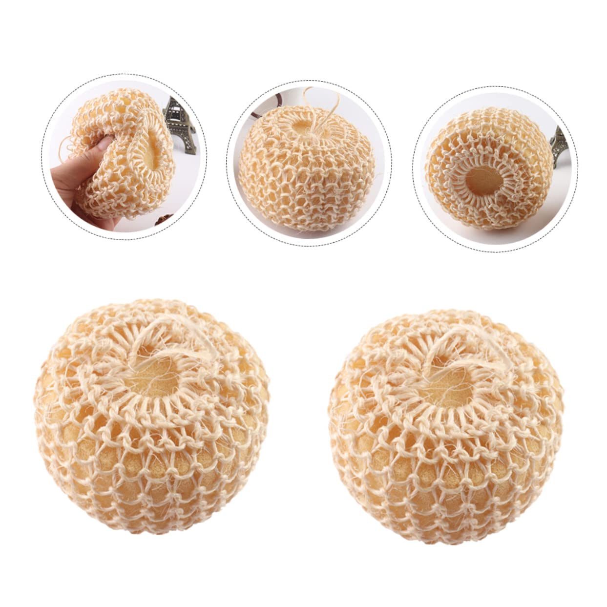 10piezas Esponjas De Baño De Sisal Bolas Ovaladas Para Exfoliación y Limpieza De Piel De Accesorios De Ducha Natural Suaves y Duraderas