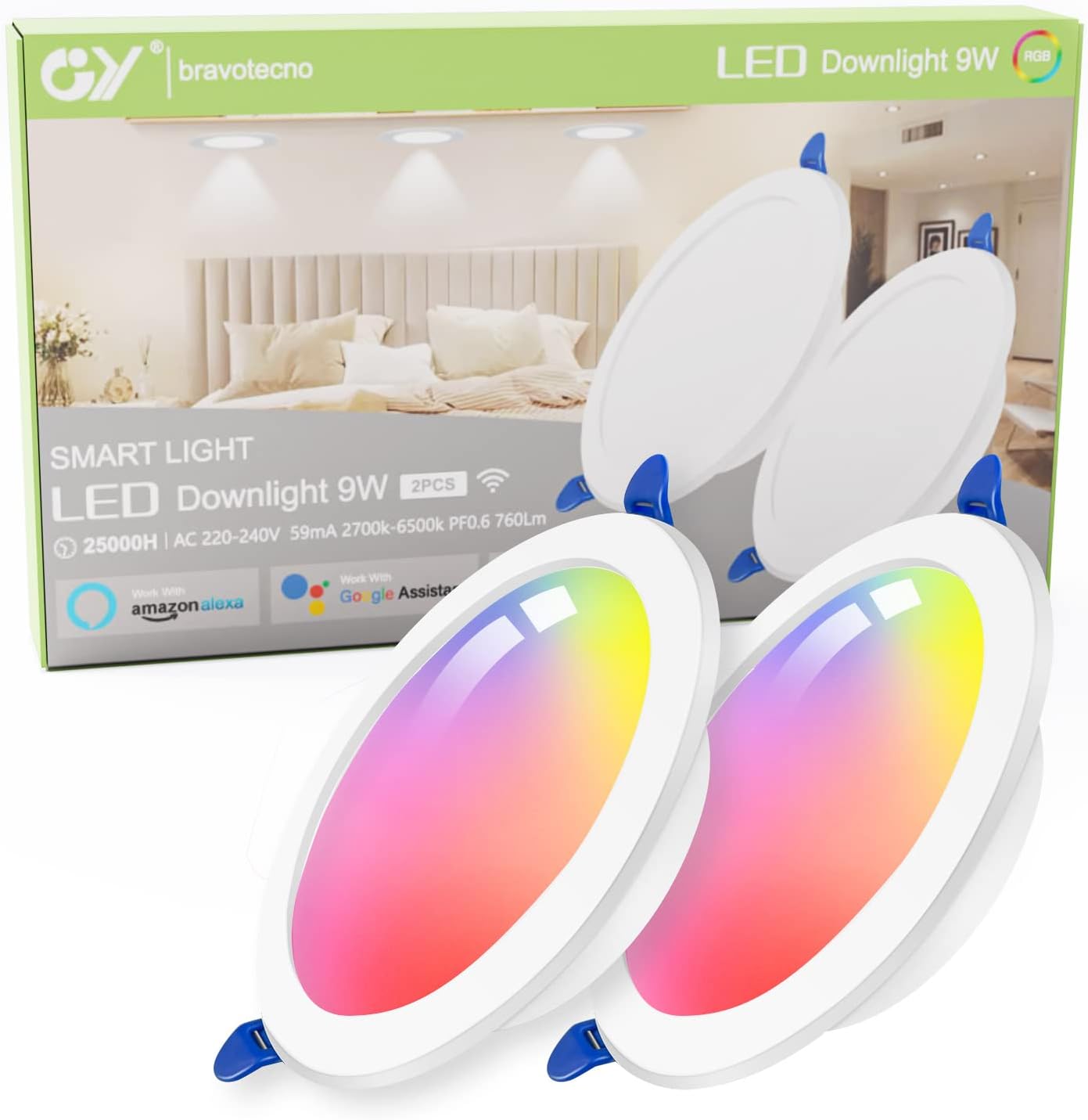 GY Downlight LED Techo Empotrable Inteligente WIFI, 9W(75...