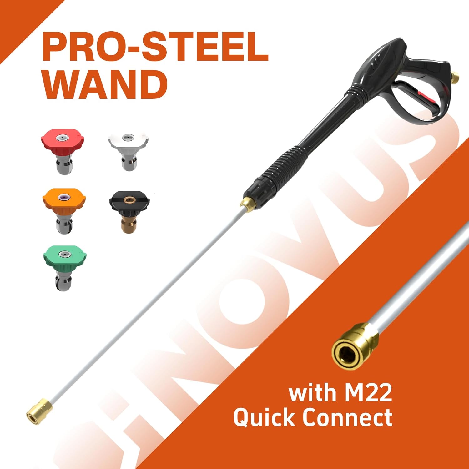 NOVUS Gas Pressure Washer 3400 PSI, 2.6 GPM Power Washer with 30FT Extra-Long Hose, 5 Nozzles, Onboard Soap Tank, 212CC Engine, Spray Gun and Wand, for Vehicles Driveways Patios Fences Furniture