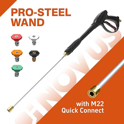 Miniatura 8 de NOVUS Lavadora a presión de gas 3400 PSI, lavadora eléctrica de 2.6 GPM con manguera extra larga de 30 pies, 5 boquillas, tanque de jabón a bordo,