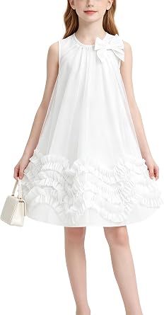 Girls Dress Girl Tulle Dresses Sundress Princess Wedding Sleeveless Flower Dress Toddler 4-12Y