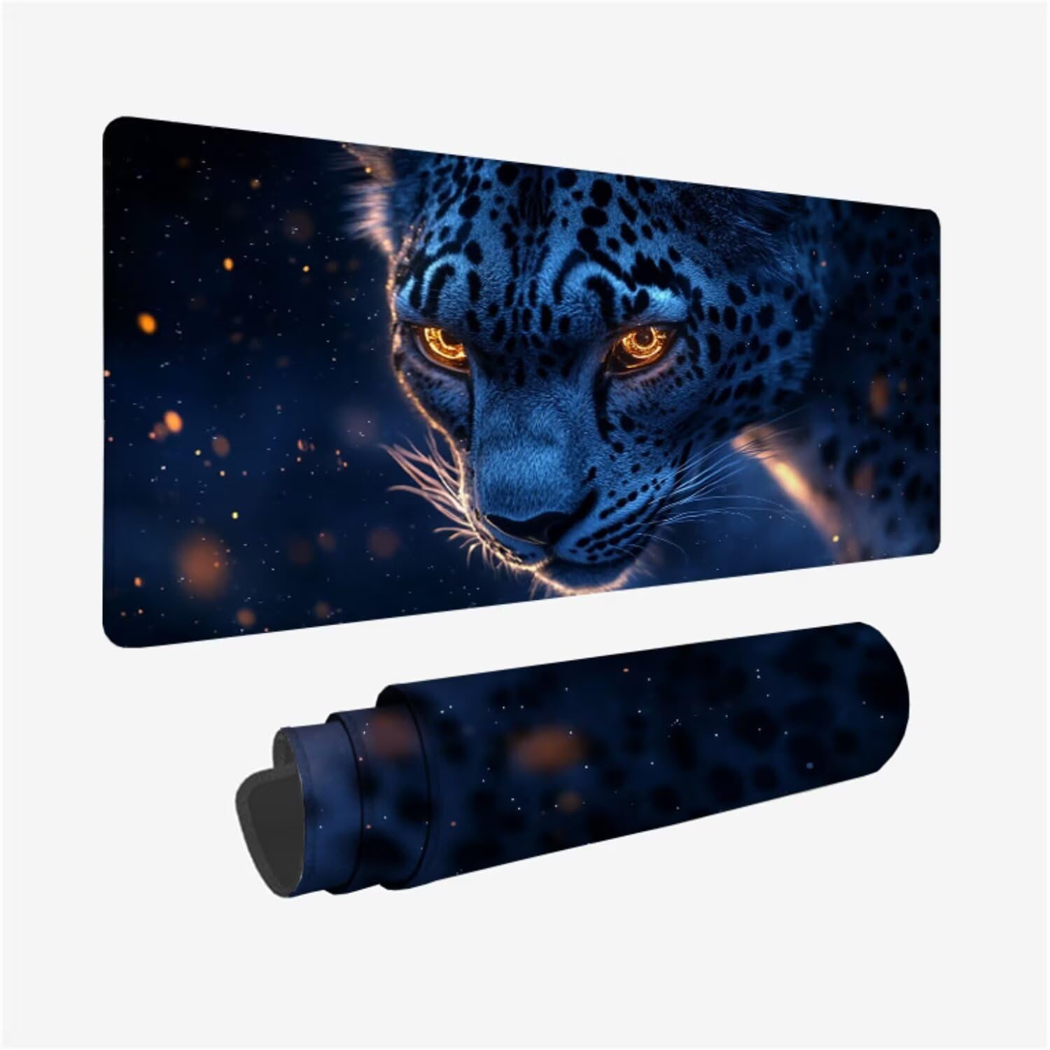 Podkładka pod mysz z lampartem dla zwierząt XXL 1600 x 800 x 3 mm pod ręką akcesoria do gier, podkładka pod mysz do klawiatury z przeszytymi krawędziami i antypoślizgowym tyłem, wysoka precyzja i