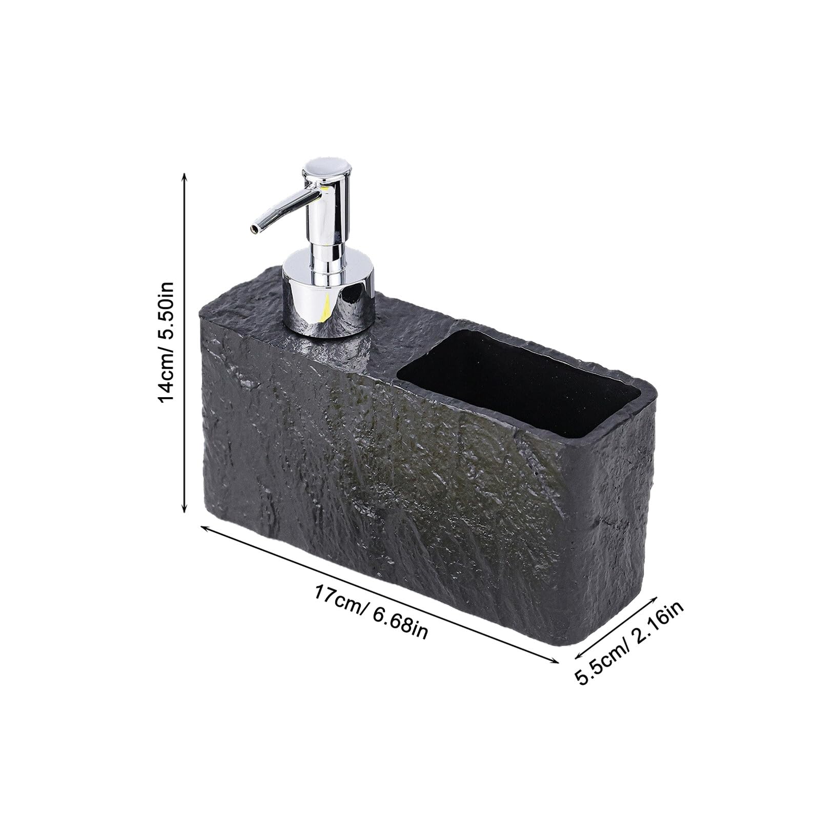 Cabilock Dispensador de Jabón de Cocina Rellenable con Soporte para Esponja para Encimera de Baño Dispensador de Jabón de Manos de Resina con Textura de Roca para Lavavajillas