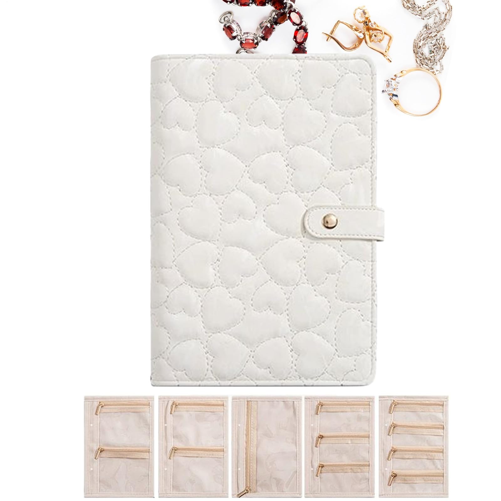 Organizador de joyas plegable contra enredos de collares con bolsillos de terciopelo suaves