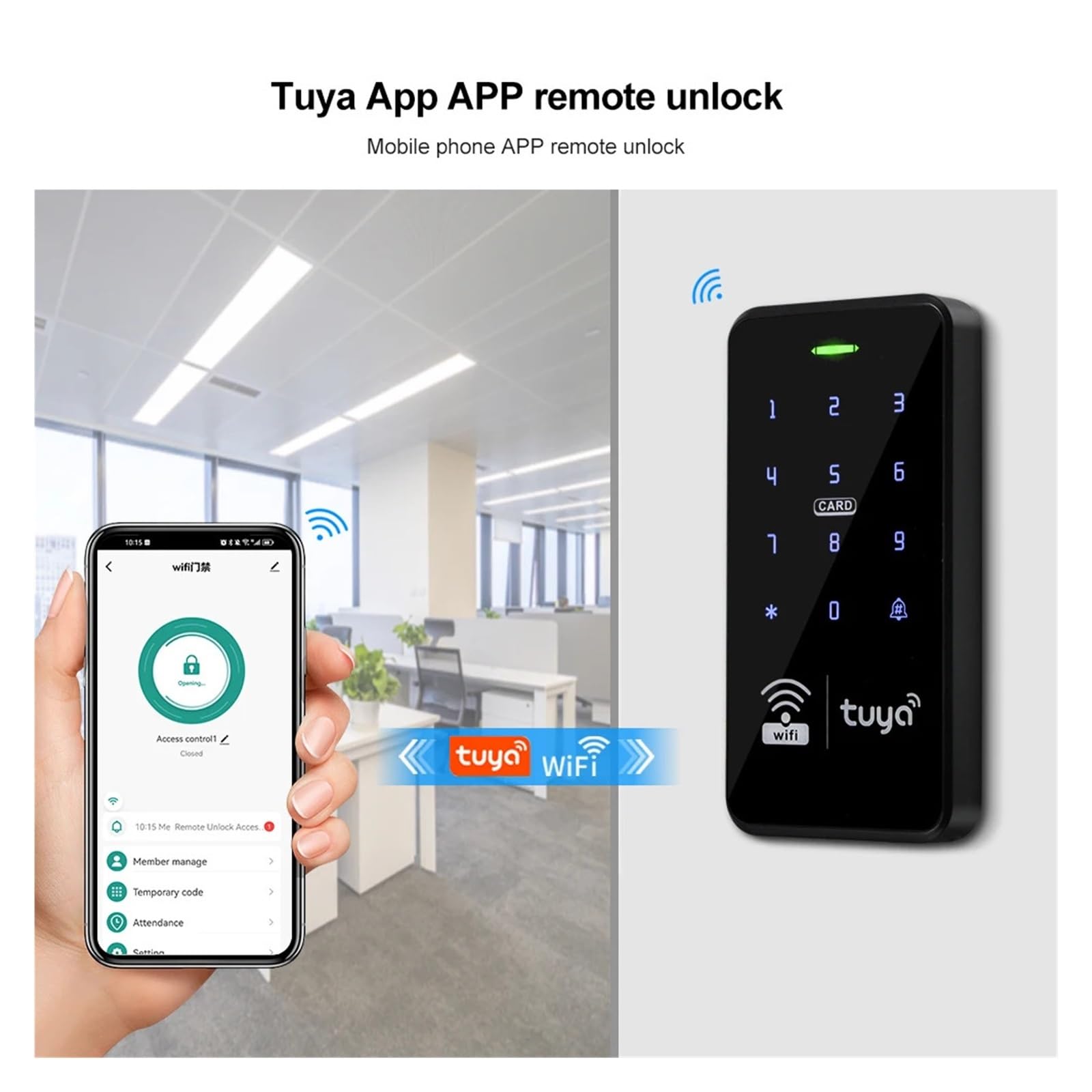 Klawiatura kontrolera dostępu Wi-Fi Smart IP68 Wodoodporna klawiatura dotykowa Blokada hasła Aplikacja Pilot zdalnego sterowania, Europejski standard dopasowania(Black Keypad ONLY)