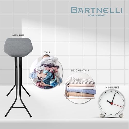 Miniatura 38 de Bartnelli by Rorets - Tabla de planchar clásica con nueva tecnología patentada EZ-Glide, fabricada en Europa, tabla de hierro premium con soporte