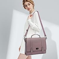 Vista 3 de EaseGave Maletín para laptop de 15.6 pulgadas para mujer, piel ecológica saffiano morado vintage, 4 compartimentos grandes, 2 bolsillos deslizantes