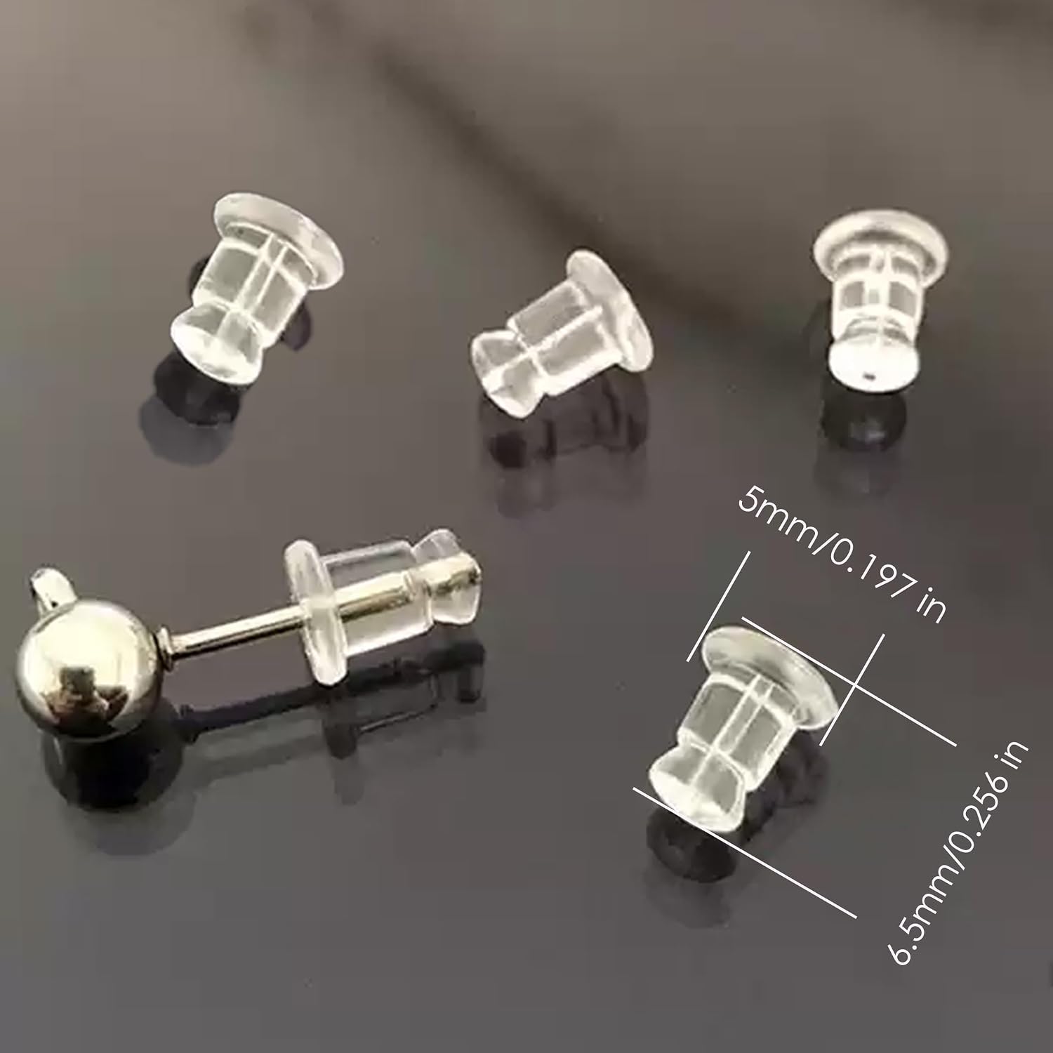 Clear Silicone Earring Backs, 100 Pack Hypoallergenic Comfortable Replacement Stoppers for Stud, Post, Hoop, and Fishhook Earrings