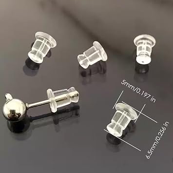 Silicone Earring Backs, Soft Clear Hypoallergenic Replacement Stoppers for Stud Post Hoop Fishhook Earrings, 100 Pack