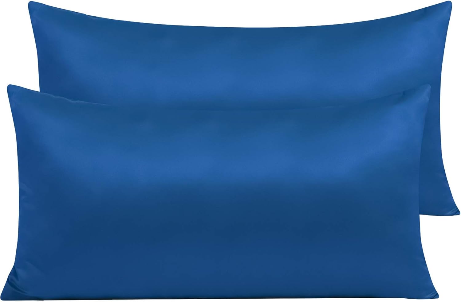 Sky Blue King (20x40) Zippered Satin King Pillow Cases Hidden Zipper Pillowcases Set of 2
