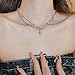 TUCEWP Y2k Necklace for Women Star Moonstone Rhinestones Necklaces Grunge Goth Punk Pendant Necklaces Cool Double Layered Chain Necklace Aesthetic Irregular Silver Choker Fashion Birthday Jewelry Gift