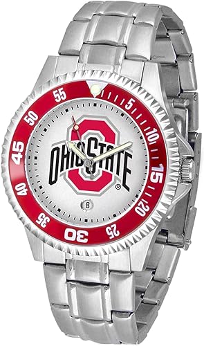 Vista 16 de SunTime Reloj de cuarzo de 1.575 in para hombre, correa de acero inoxidable de 0.787 in, esfera Gameday