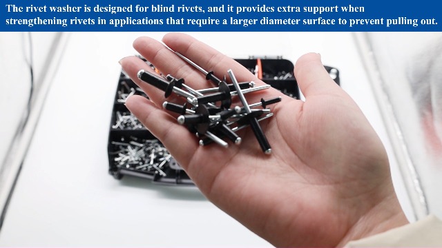Image of Pop Rivet Gun with Pop Rivets Assortment Kit,1000PCS 21 Sizes Black Pop Rivets, Large Flange Rivets, Washers for DIY /Automotive Repairs /Furniture,Packed in Portable Toolbox