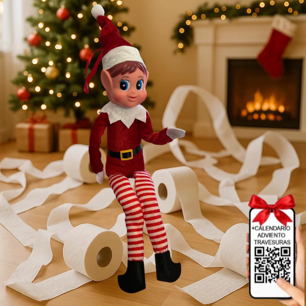 Elfa traviesa, Incluye Calendario de travesuras para Que los papás no tengan Que Pensar, Elfos traviesos Navidad, decoración navideña, Duende de la Navidad, Elfos navideños traviesos,