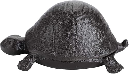 JUXYES Tortuga de hierro fundido para llaves, estatua de jardín pequeña para exteriores y caja de decoración de interiores para llaves, joyas y