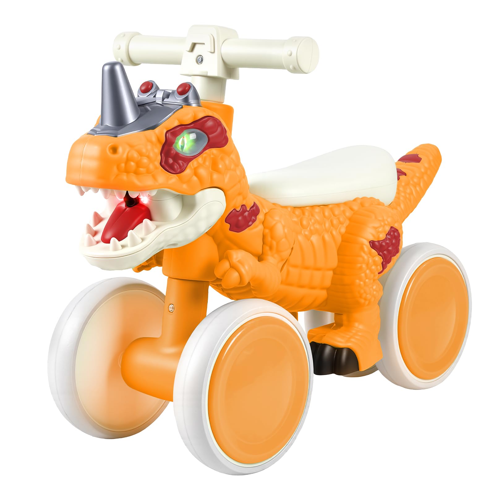 Draisienne Dinosaure Bébé 12 à 36 Mois sans Pédales, 4 Roues, Sons et Brume