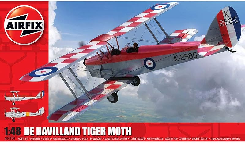 Model Set - A04104A de Havilland Tiger Moth Model Building Kit - Plastic Model Plane Kits for Adults & Children 8+, Set Includes Sprues and Decals - 1:48 Scale Model